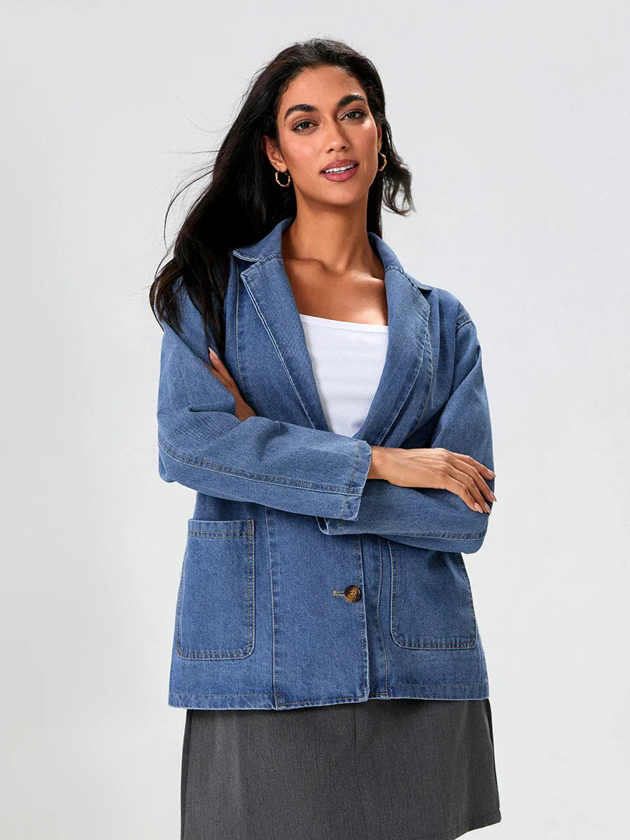 UrbanEdge – Blazer in denim con vestibilità classica