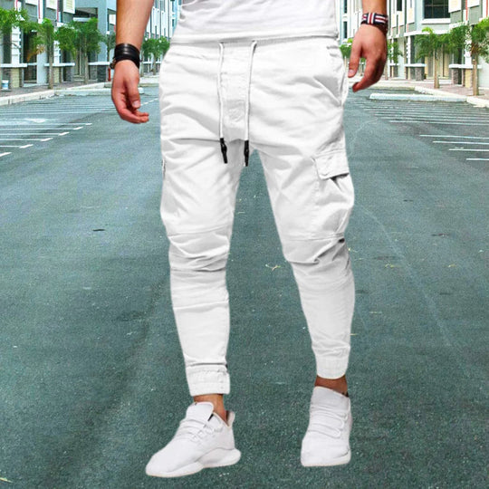 Pantaloni cargo casual con tasche a patta da uomo