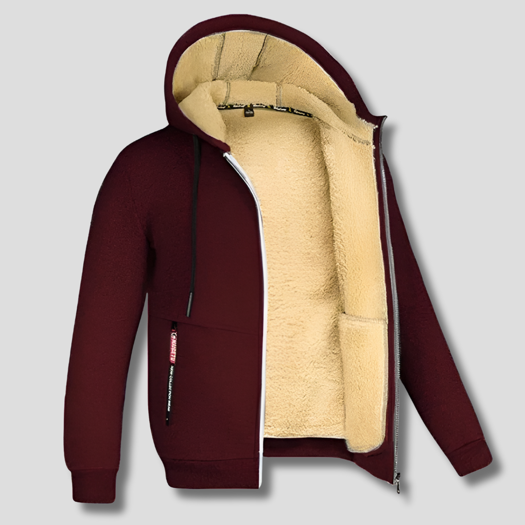 Felpa Pullover con Fodera in Pelliccia per Uomini