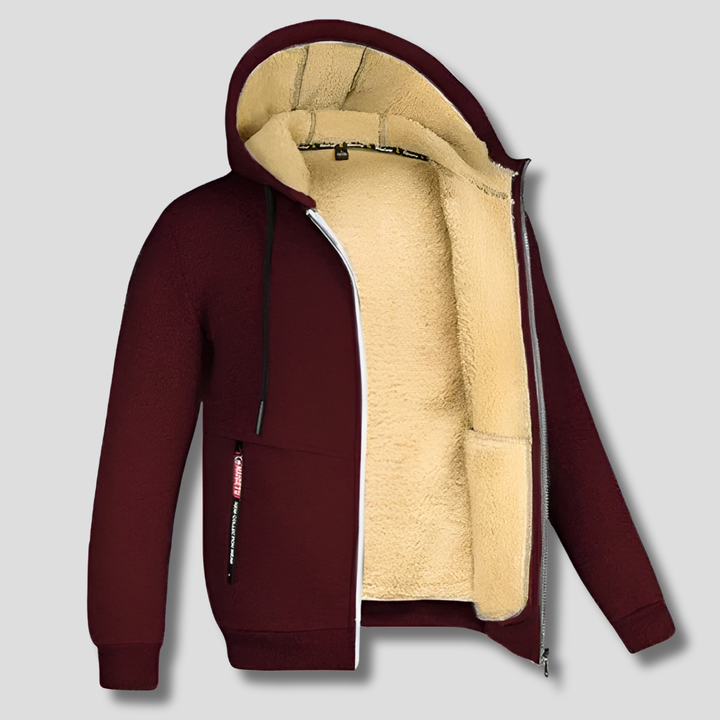 Felpa Pullover con Fodera in Pelliccia per Uomini