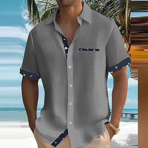 Liam – Camicia Estiva Uomo a Maniche Corte | Traspirante e Stilosa