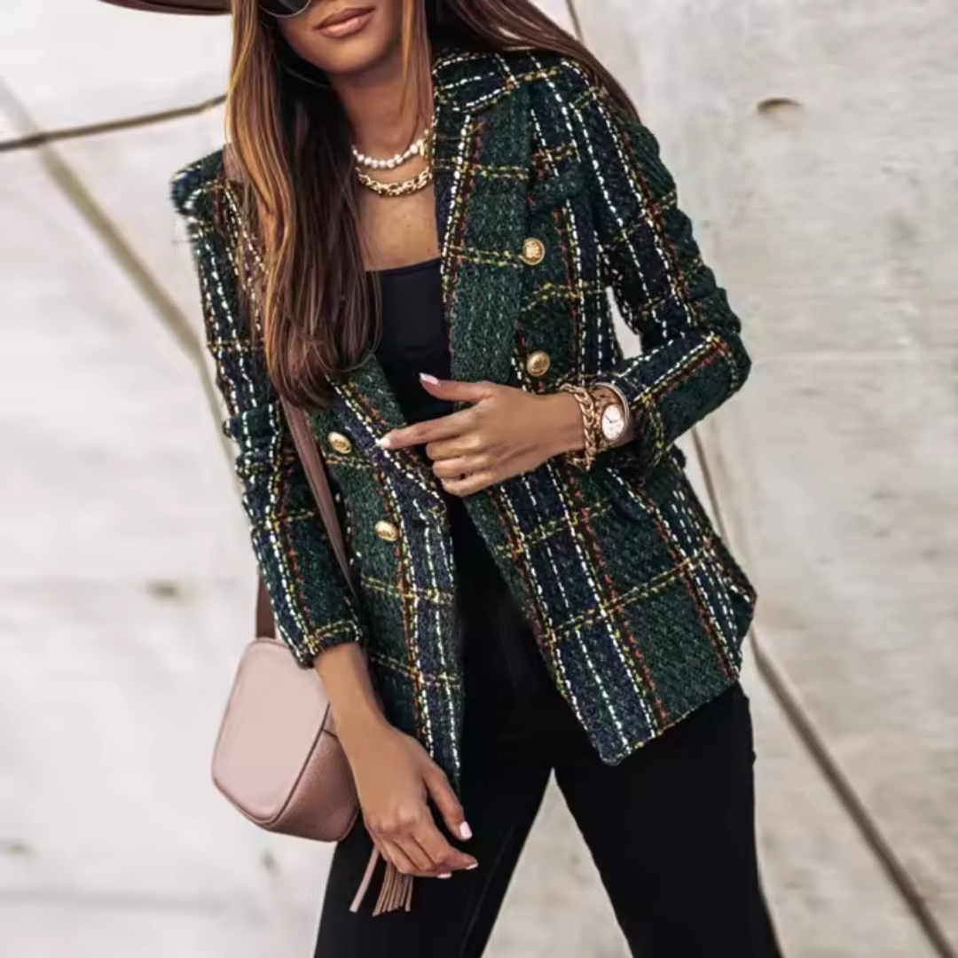 Elegante blazer da donna con motivo e bottoni dorati