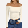 Top a spalle scoperte da donna con maniche lunghe