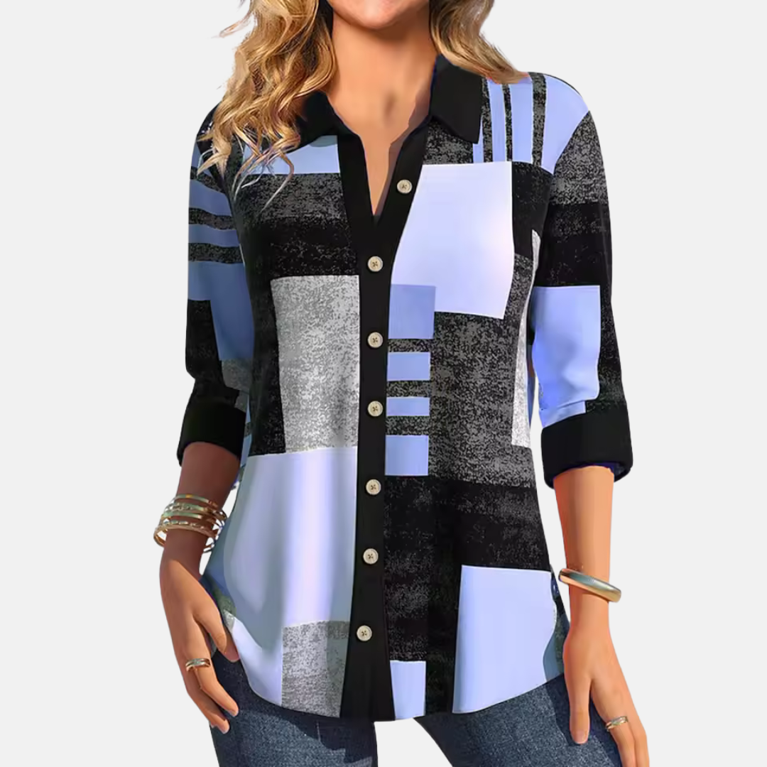 Blusa Casual Donna con Pattern a Check