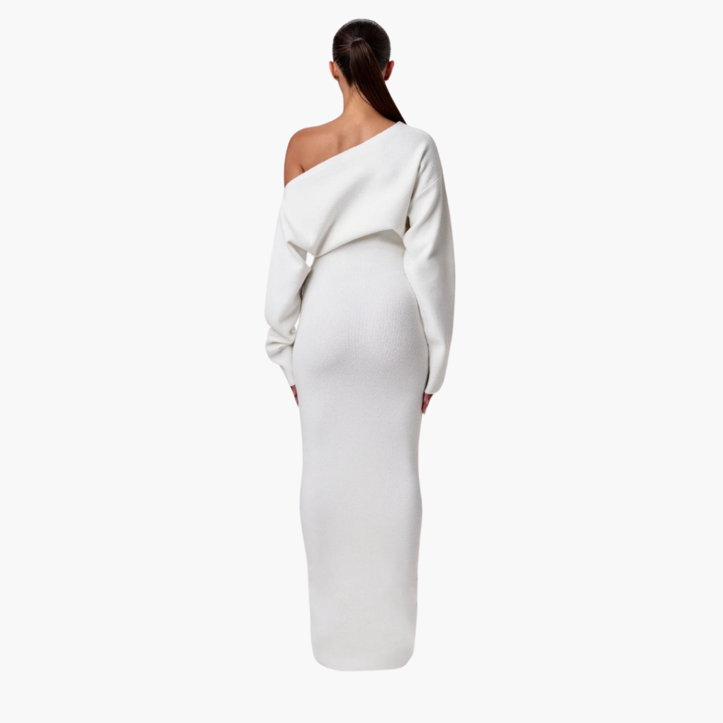 Abito in Maglia Senza Spalline per Donne – Abito Serale Elegante