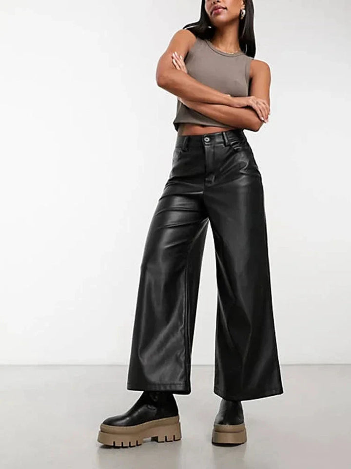 Pantaloni in pelle a vita alta SleekEdge da donna