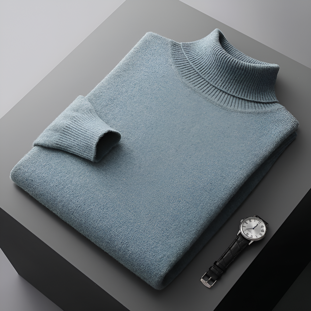 Maglione Collo Alto in Lana Fine per Uomo