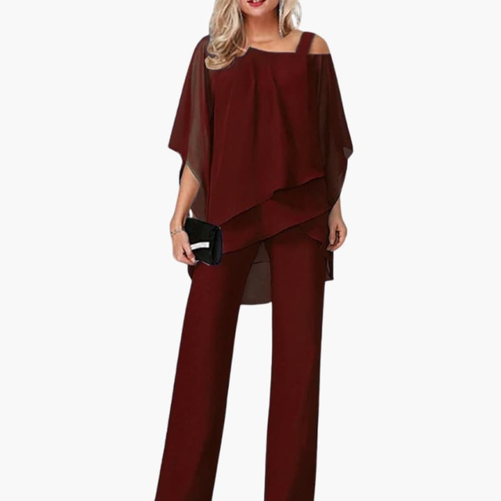 Jumpsuit da donna con spalle scoperte e pantaloni larghi