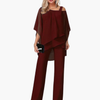 Jumpsuit da donna con spalle scoperte e pantaloni larghi