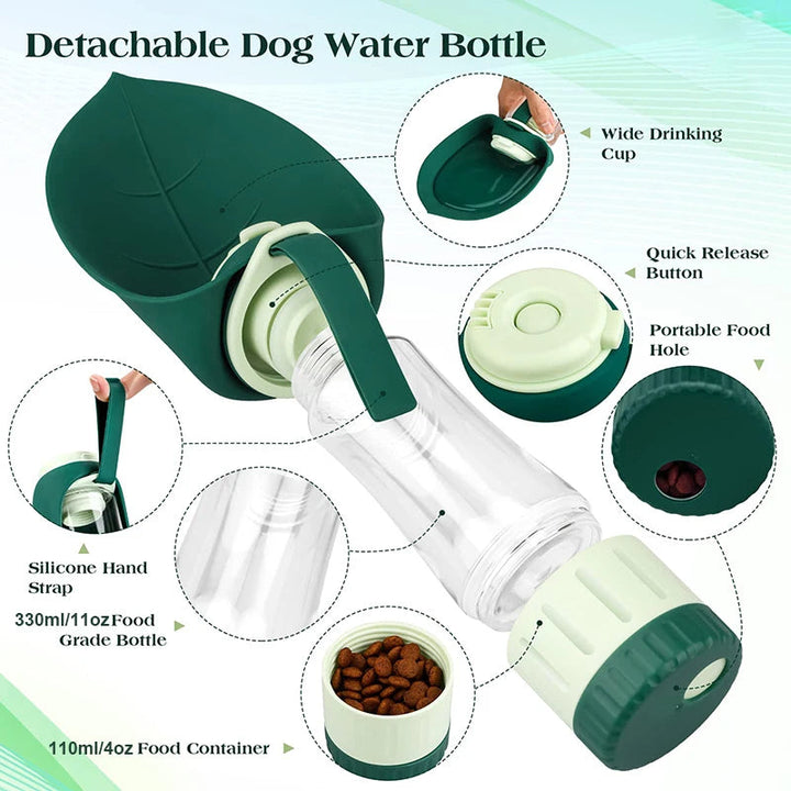 Borraccia portatile 2 in 1 per cani con contenitore per cibo