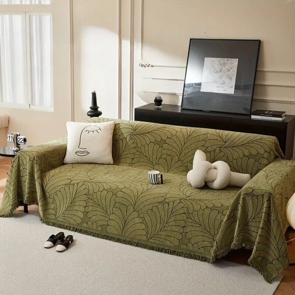 Frond – Copridivano reversibile jacquard con motivo a foglie
