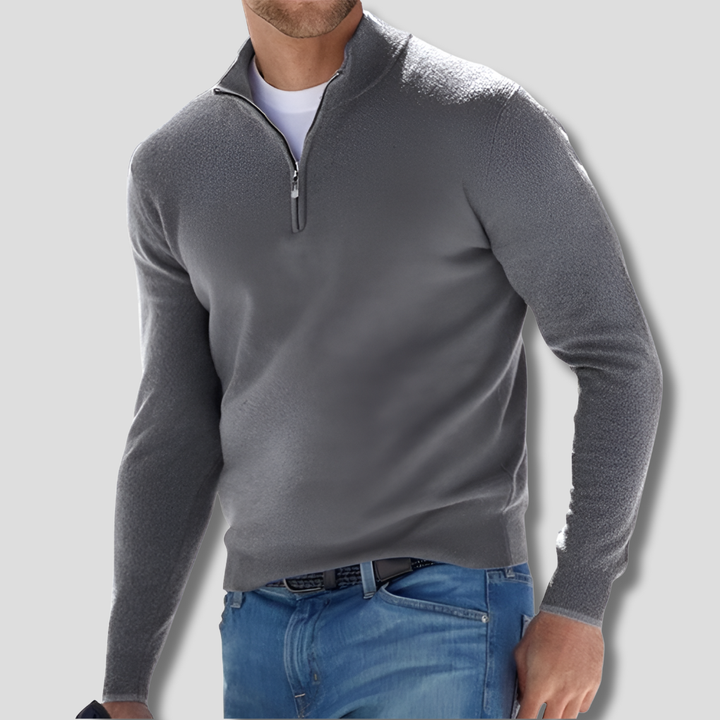 Maglione in Cotone con Collo a Zipper per Uomini