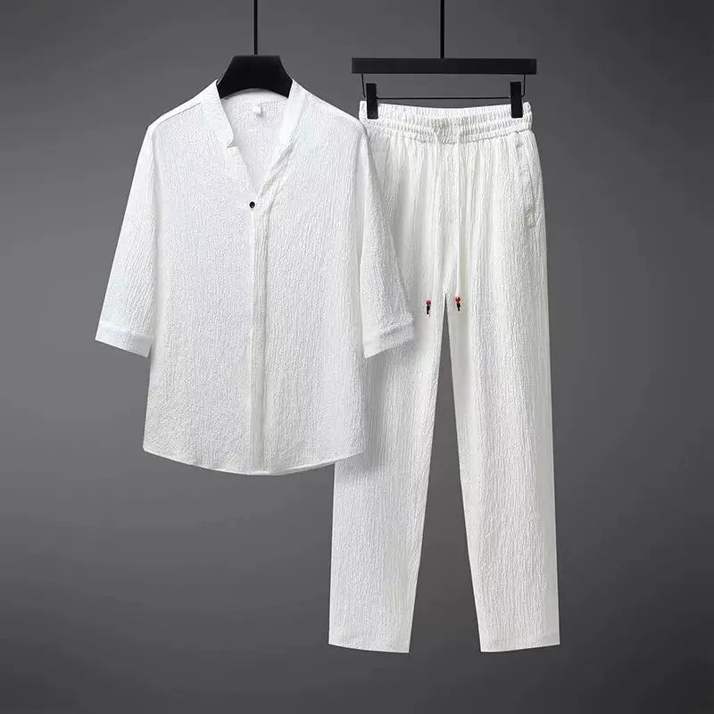 Completo Tuta in Lino Vintage 2 Pezzi per Uomo