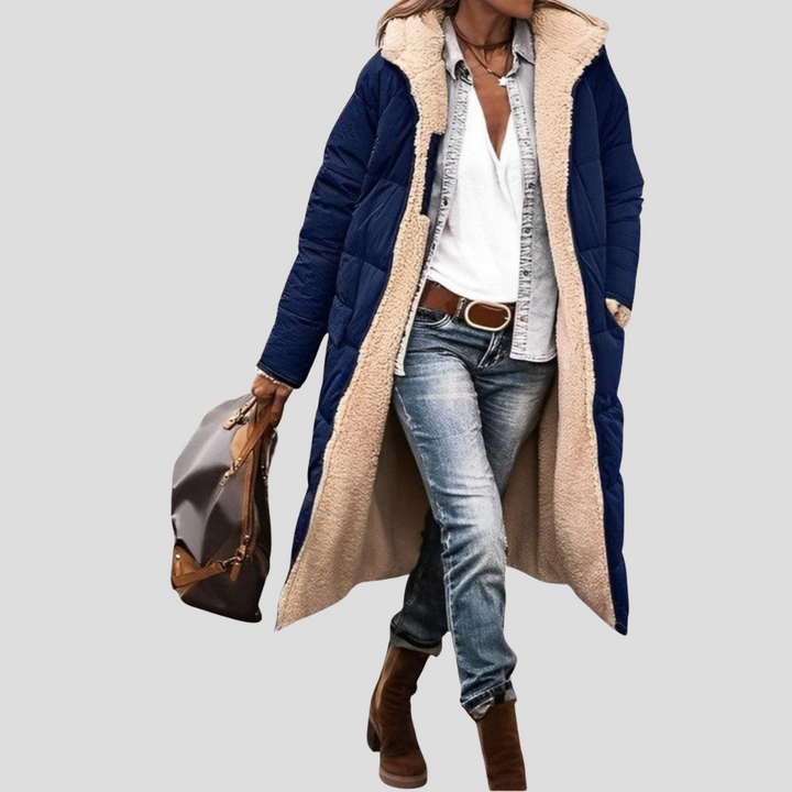 Cappotto Invernale Lungo Reversibile da Donna – Con Cappuccio e Fodera in Teddy