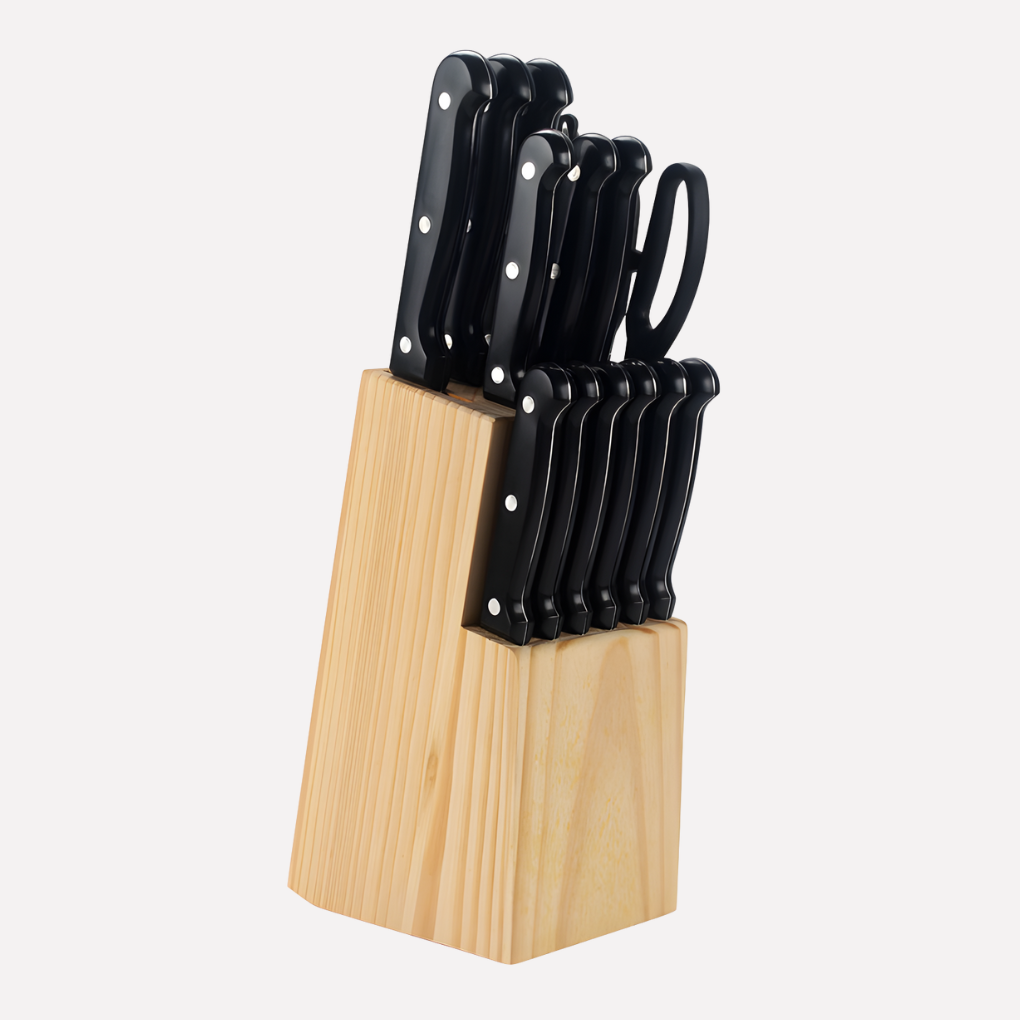 Set di Coltelli da Cucina in Acciaio Inossidabile al Carbonio Alto da 14 Pezzi