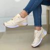 Sneakers da donna in pelle e rete con patchwork