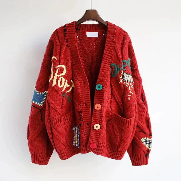 Cardigan a V Rasato per Donne