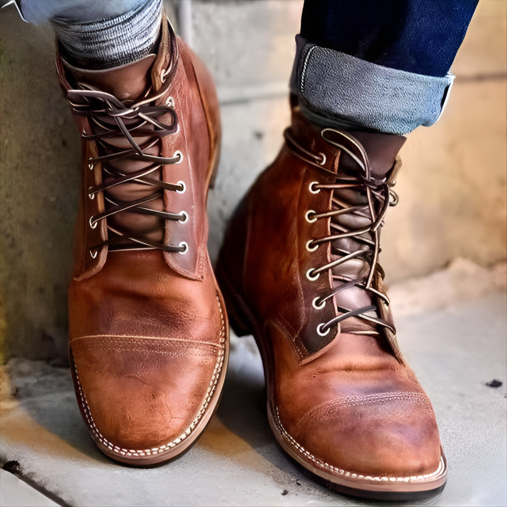 Daxel – Stivaletti stringati vintage da uomo