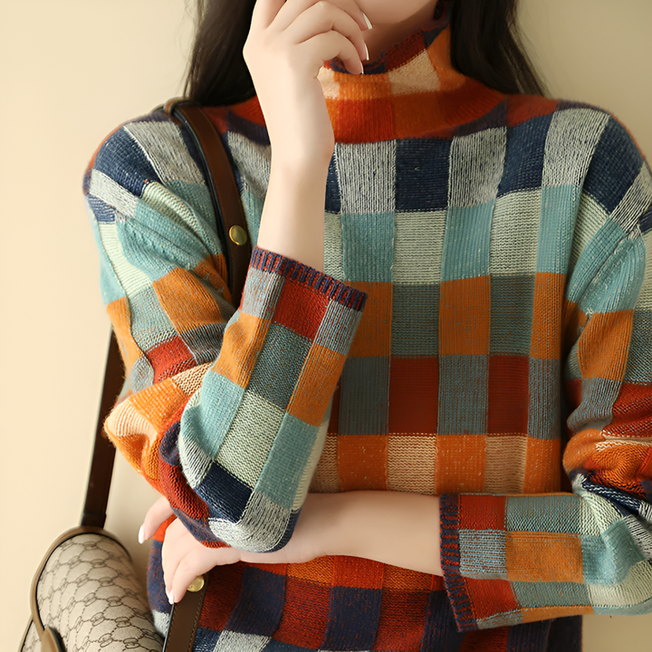 Maglione a collo alto in maglia fine effetto lana da donna