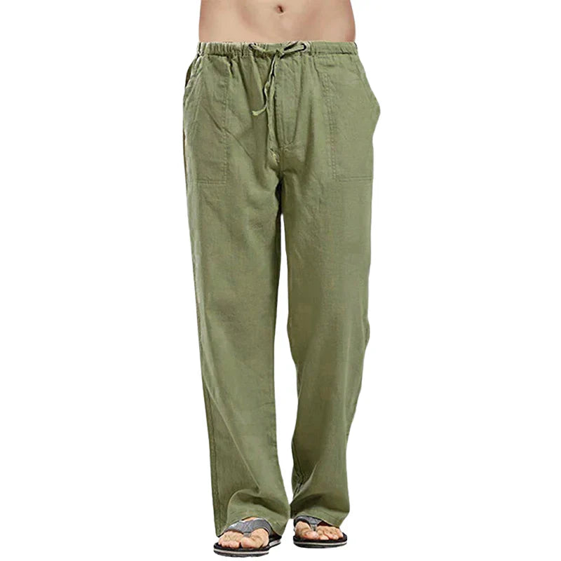 Lino – Pantaloni da uomo in lino traspirante con vestibilità oversize