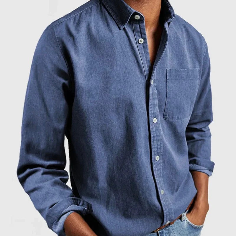 Camicia casual classica in tinta unita da uomo