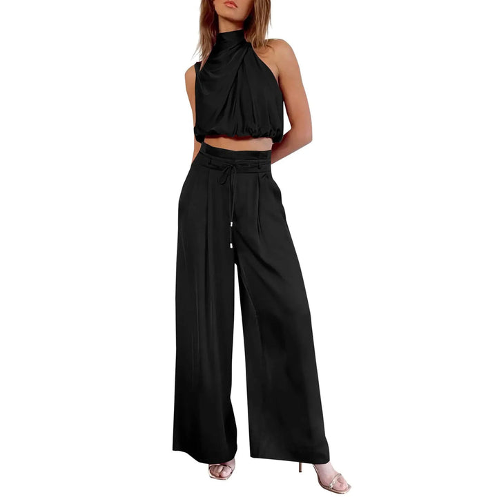 Set estivo a due pezzi con top corto e pantaloni a gamba larga
