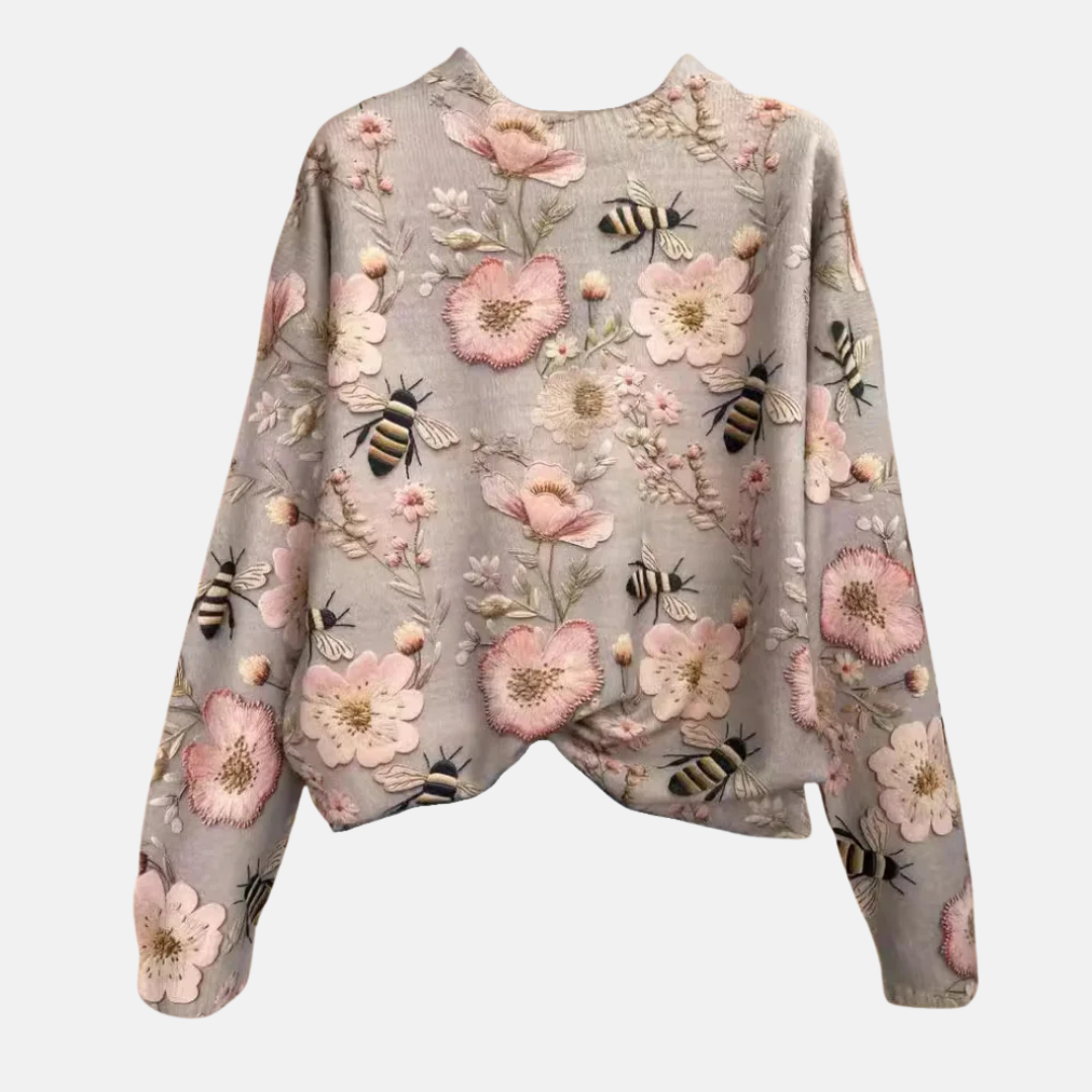 Maglione lavorato a maglia con motivo floreale 3D