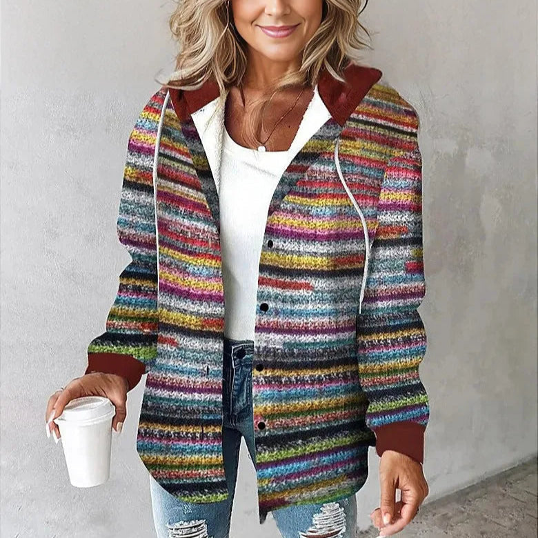 Cappotto da donna a quadri con cappuccio
