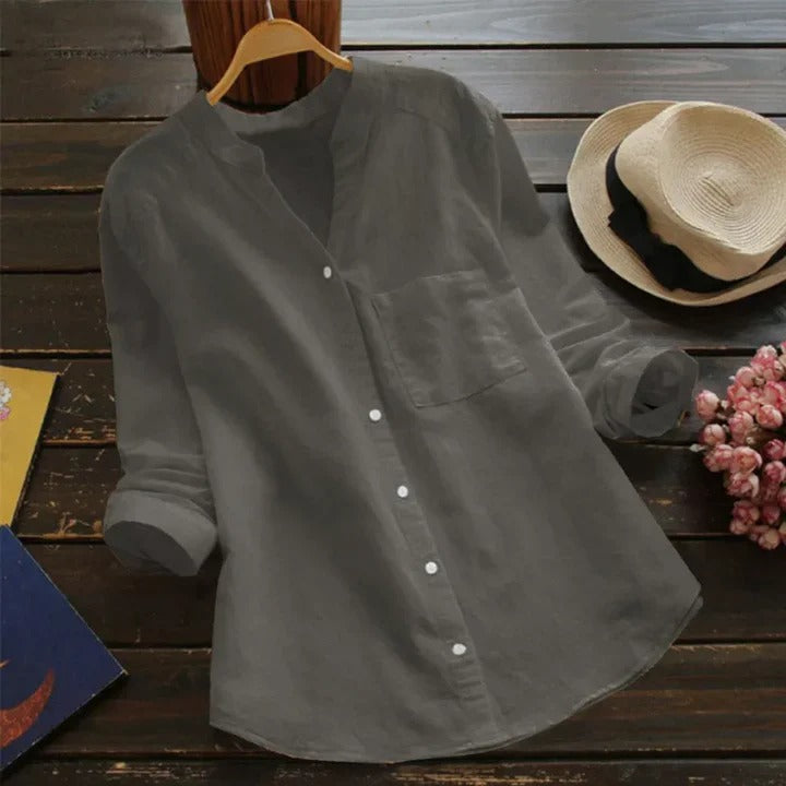 Camicia da donna in misto lino e cotone