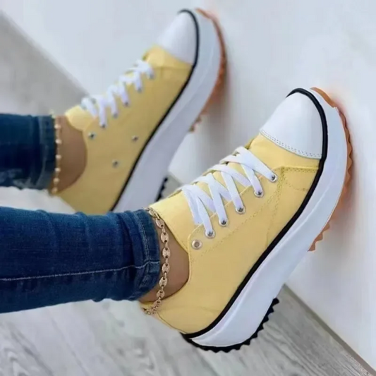 Scarpe Casual in Tela da Donna – Stile Classico e Comfort Giallo