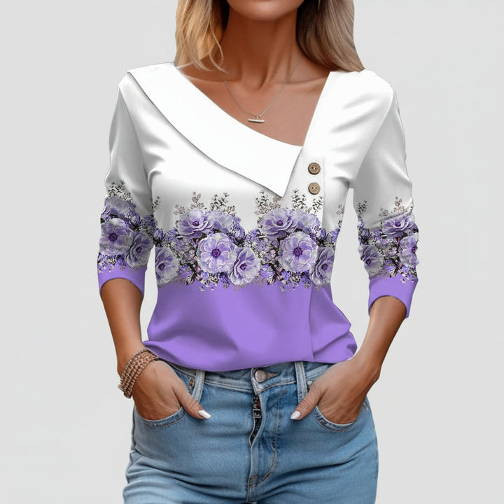 Blusa Floreale Elegante a Maniche Lunghe