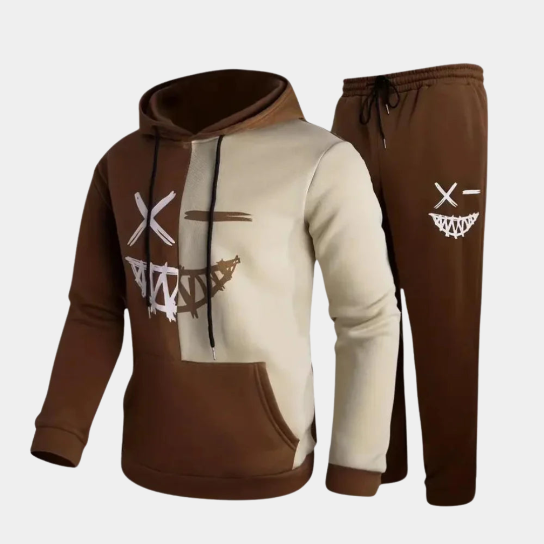 Set di Hoodie Grafico e Jogger per Uomini