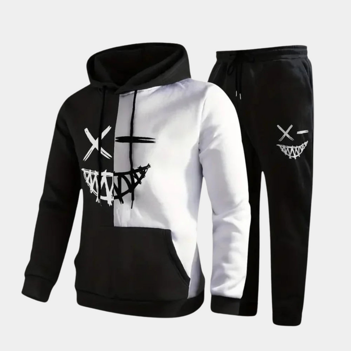 Set di Hoodie Grafico e Jogger per Uomini