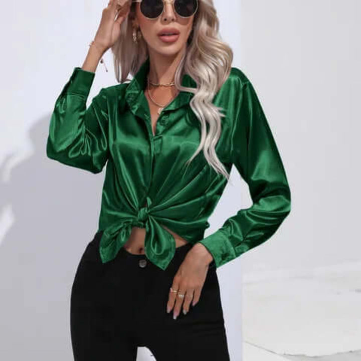 Blusa Lunga Morbida in Satin da Donna