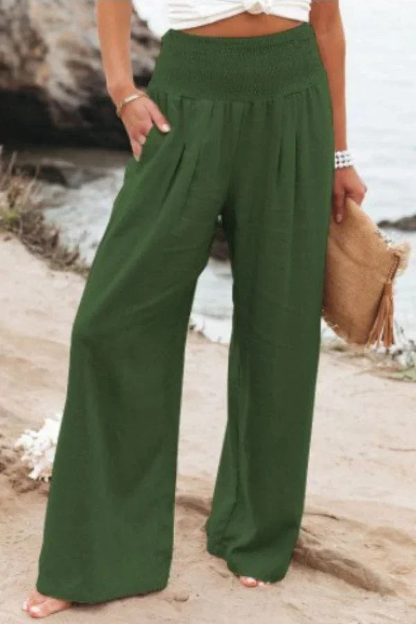 Eleganti pantaloni palazzo elasticizzati da donna