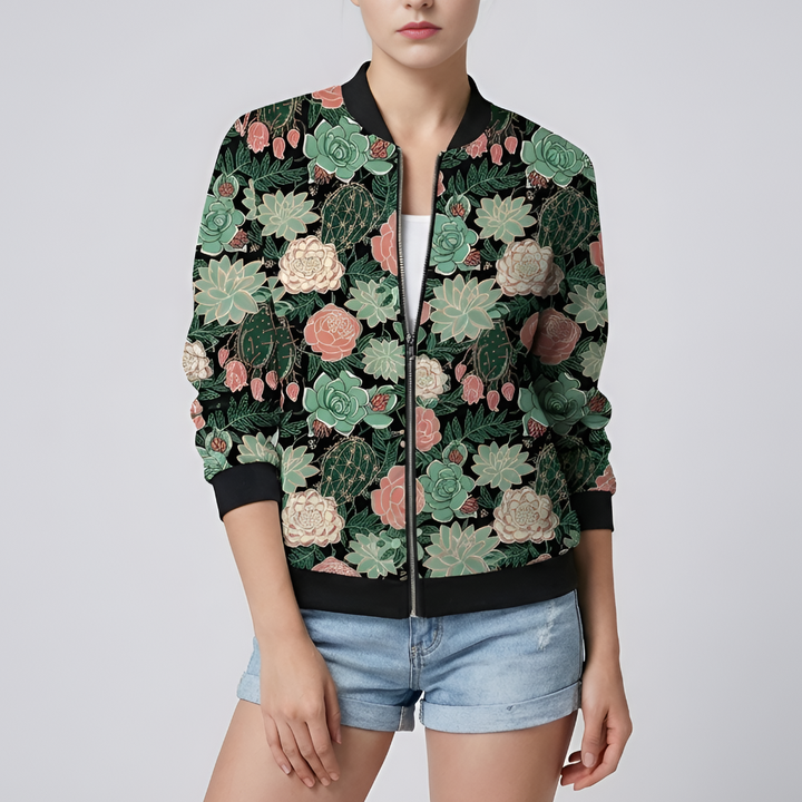 Design Floreale con Giacca Stampata per Donne