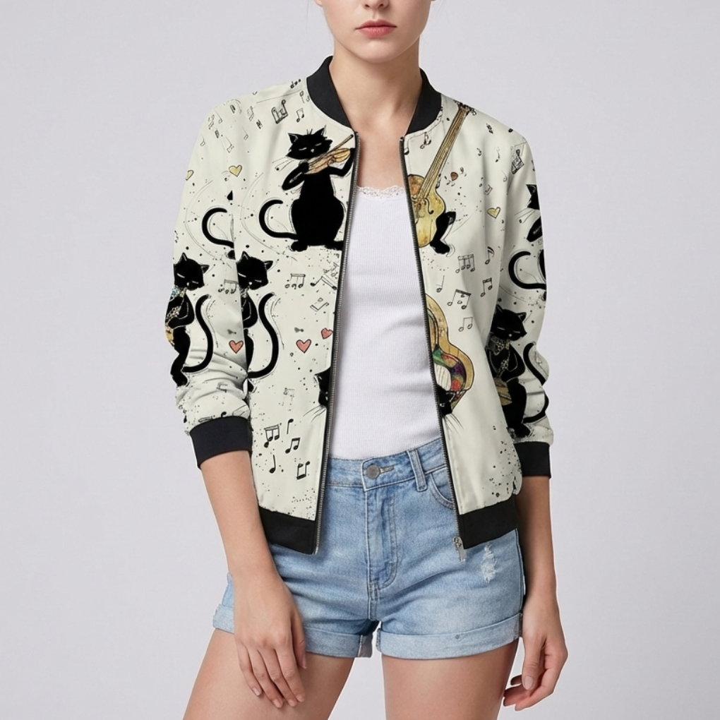 Design Floreale con Giacca Stampata per Donne