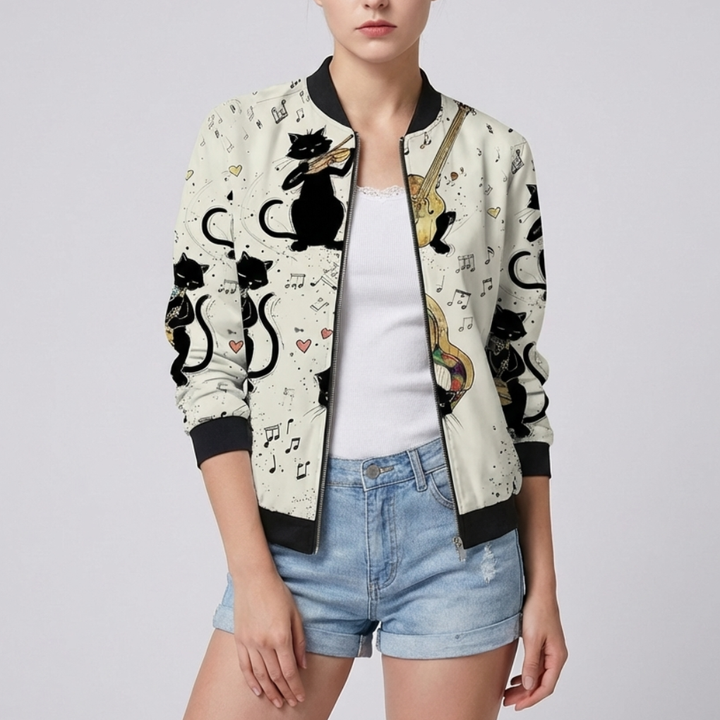 Design Floreale con Giacca Stampata per Donne