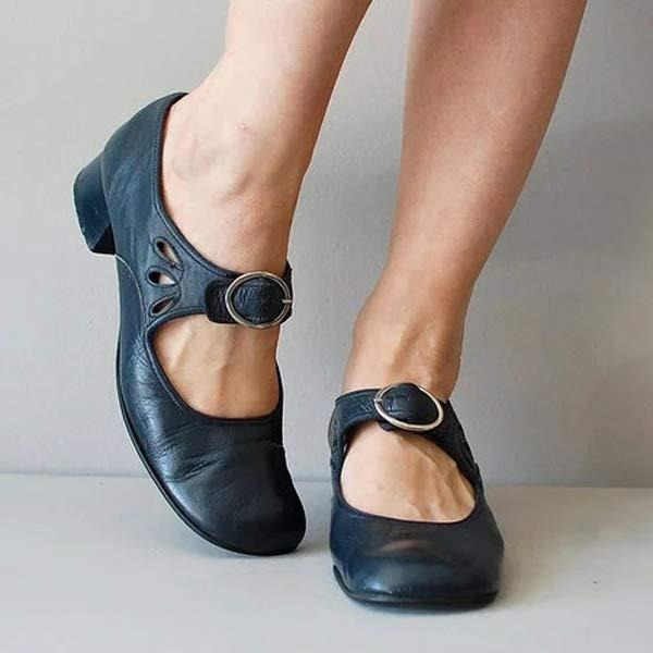 Scarpe da donna in pelle con tacco basso dall’eleganza senza tempo