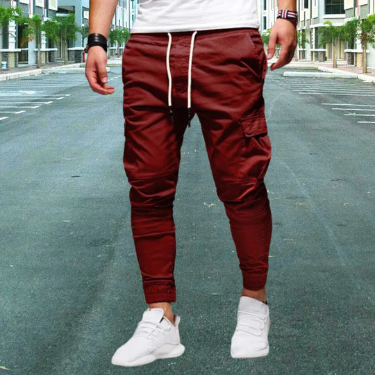 Pantaloni cargo casual con tasche a patta da uomo