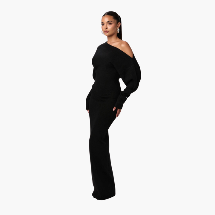 Abito in Maglia Senza Spalline per Donne – Abito Serale Elegante