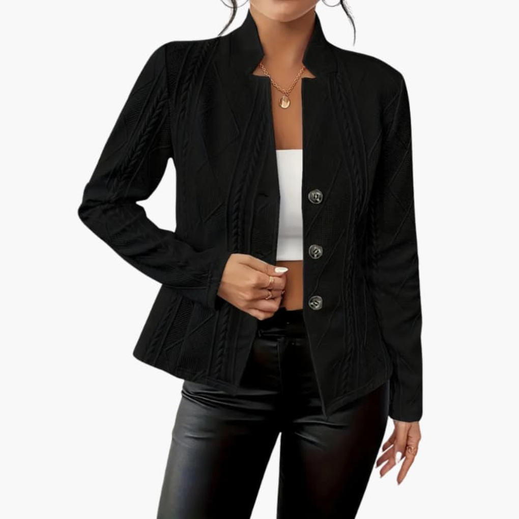 Blazer da Donna con Collo a Revers e Chiusura a Bottone