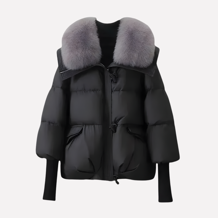 Giacca Puffer da Donna con Collo in Pelliccia Finta