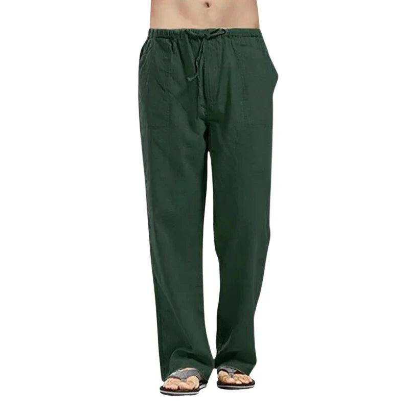 Lino – Pantaloni da uomo in lino traspirante con vestibilità oversize
