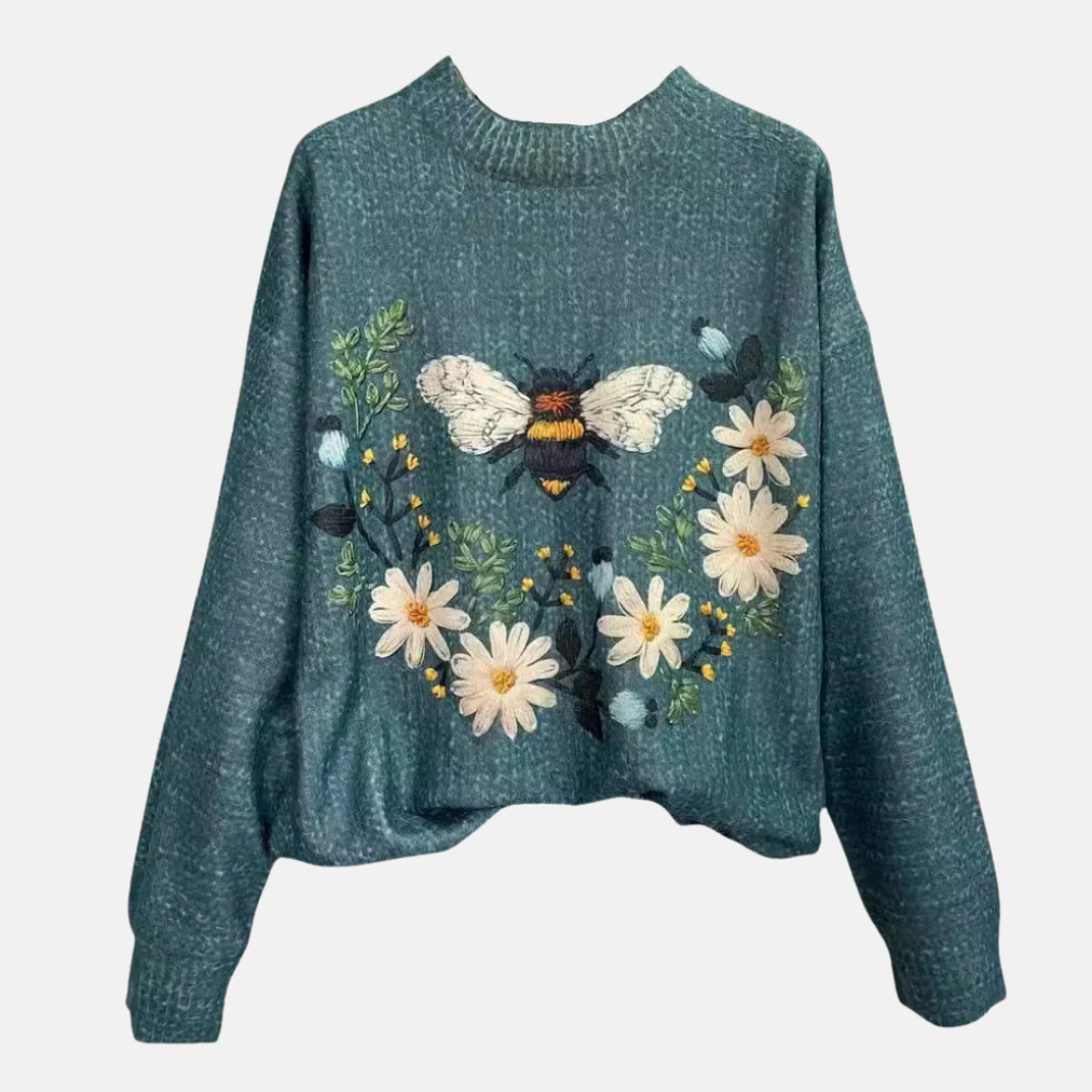Maglione lavorato a maglia con motivo floreale 3D