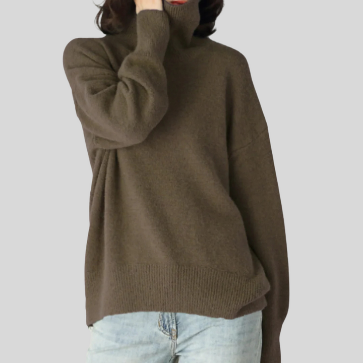 Maglione Collo Alto Moderno per Donna – Strato Elevato per il Freddo