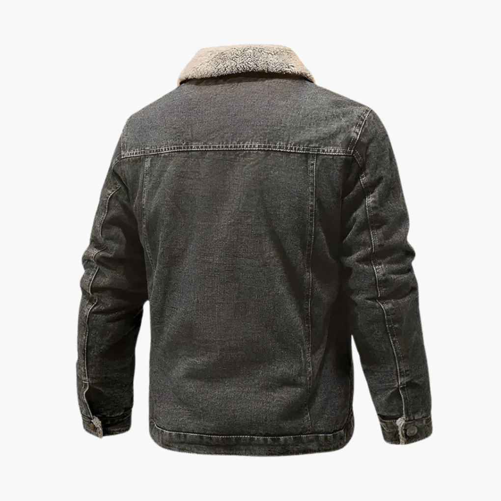 Giacca in denim foderata in pile da uomo sconto