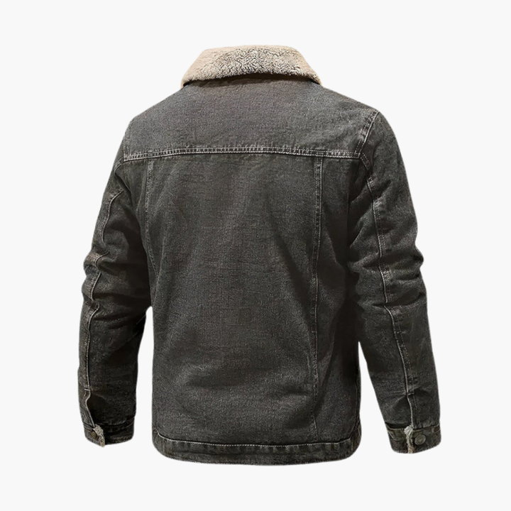 Giacca in denim foderata in pile da uomo sconto