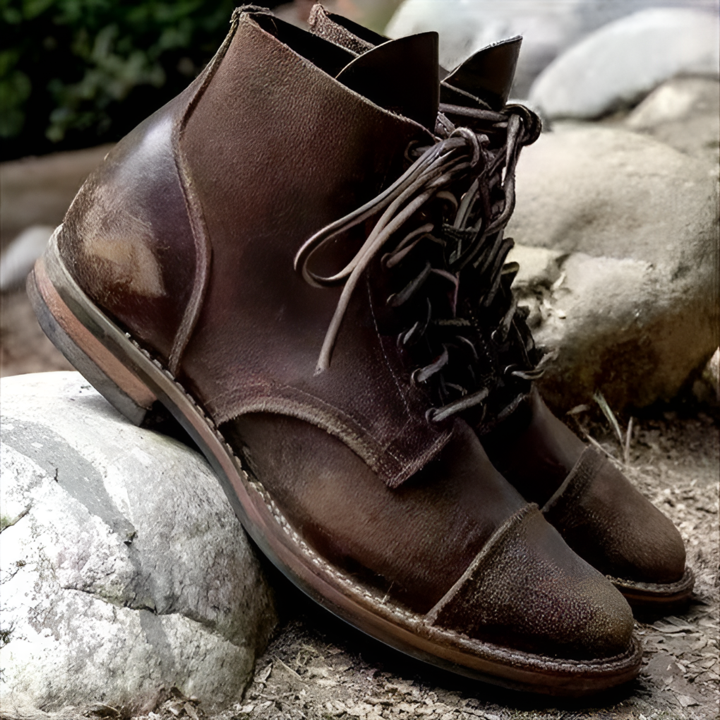Daxel – Stivaletti stringati vintage da uomo