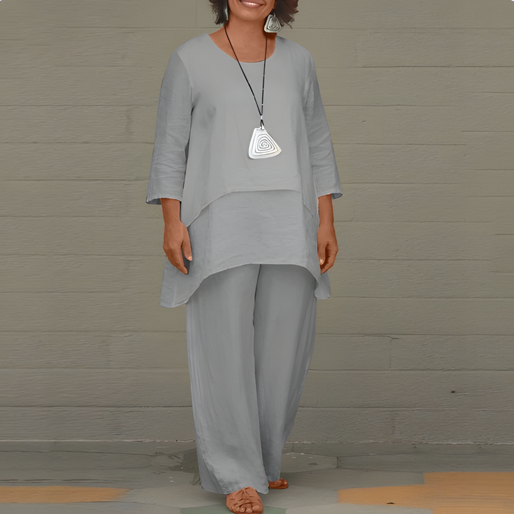 Completo due pezzi in lino da donna